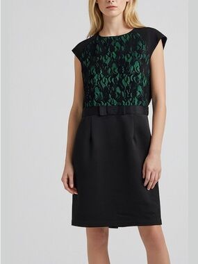 Studio I women’s lace Dress Size 12 Black and Green mesh